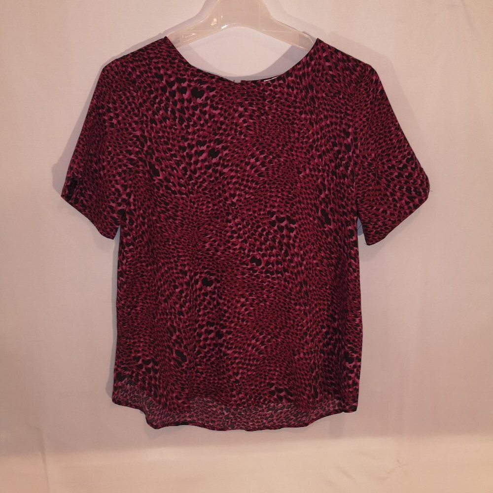 Ricki's Ladies Short Sleeves Pink & Black Print Blouse